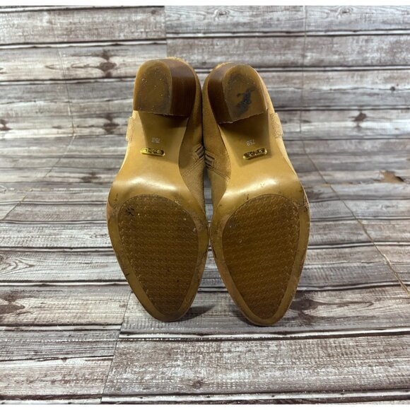 Lauren Ralph Lauren Fareeda Buckle suede Knee-High Boots sz 7.5 B color beige - Picture 6 of 10